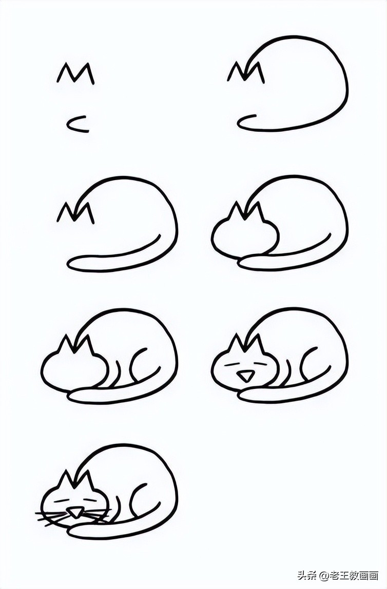 小猫的简笔画 100种小猫画法