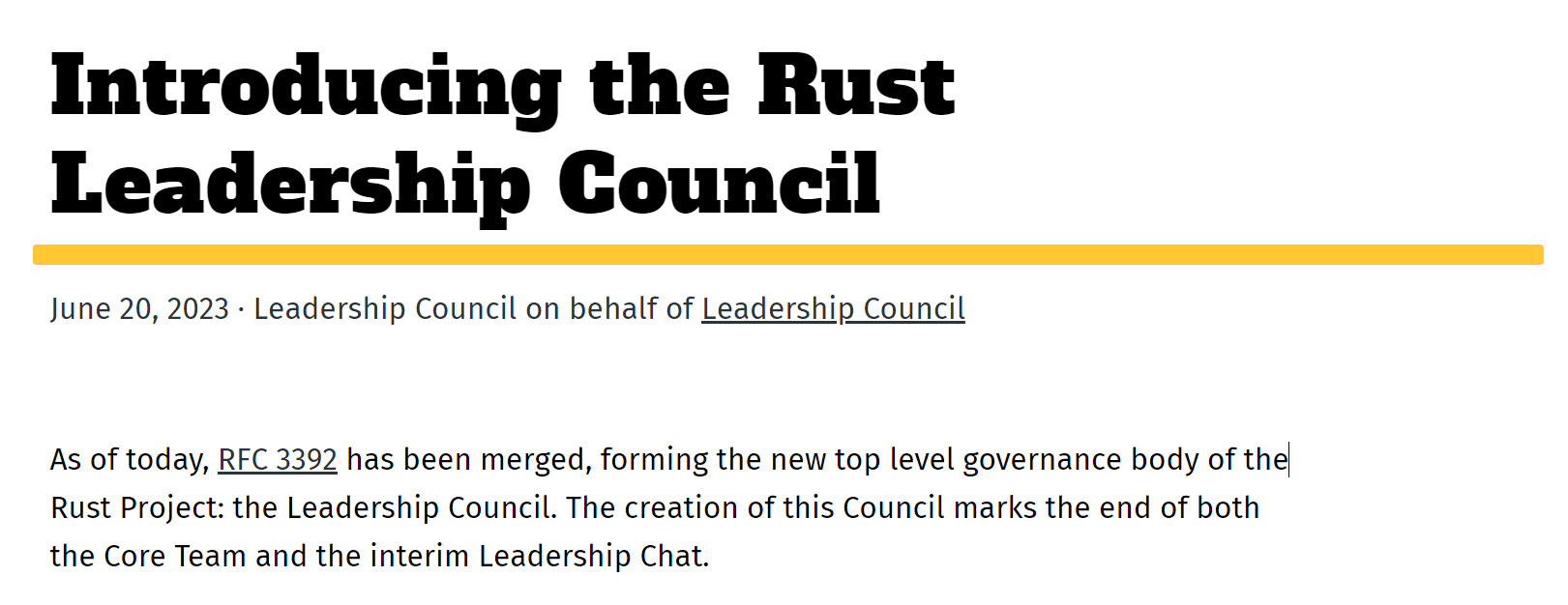 Rust 项目内讧尘埃落定：原核心团队解散，成立领导委员会