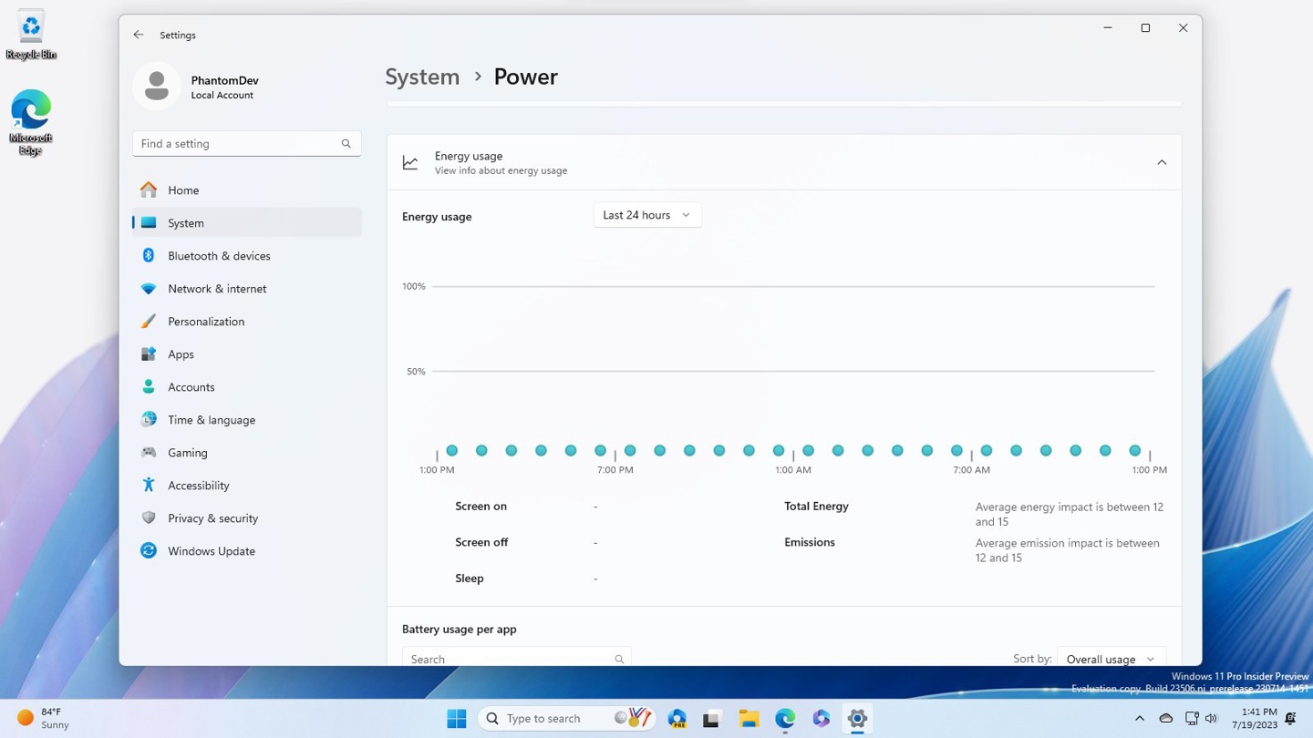 微软增强 Win11 系统：为无电池设备统计能源消耗数据