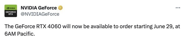 英伟达宣布 RTX 4060 显卡 6 月 29 日推出，国行 2399 元起
